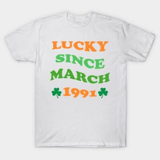 Lucky Since March 1991 33 Years Old 33th St Patricks Day T-Shirt